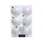 Kaemingk Christmas Decoration Baubles Shatterproof Shiny - White/Iris 8cm - Pack of 6