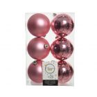 Kaemingk Christmas Decoration Baubles Shatterproof Shiny - Lipstick Pink 8cm - Pack of 6