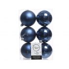 Kaemingk Christmas Decoration Baubles Shatterproof Shiny - Night Blue 8cm - Pack of 6