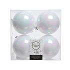 Kaemingk Christmas Decoration Baubles Shatterproof Shiny - White/Iris 10cm - Pack of 4