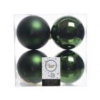 Kaemingk Christmas Decoration Baubles Shatterproof Mix - Pine Green 10cm - Pack of 4