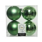 Kaemingk Christmas Decoration Baubles Shatterproof Mix - Mistletoe Green 10cm - Pack of 4