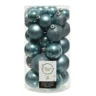 Kaemingk Christmas Baubles Shatterproof - Shiny/Matt/Glitter Mix - Pack of 30 - Blue Dawn - dia 4cm/5cm/6cm