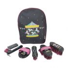 Merry Go Round Complete Grooming Kit Rucksack by Little Rider - Grey/Pink - One Size