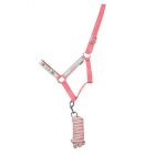 Hy Equestrian Thelwell Trophy Head Collar And Lead Rope - Mint/Pink 