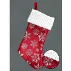 Davies Products Christmas Snowflake Velvet Stocking - Red