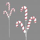 Davies Products Candy Cane Pick Christmas Decoration - Pack of 3 - 48cm