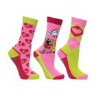 Hy Equestrian Thelwell Collection Hugs Socks (Pack of 3) Child 8-12	- Pink/Lime/Hot Pink