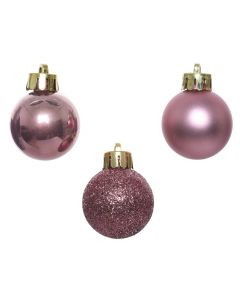 Kaemingk Christmas Baubles Shatterproof Shiny-Matt-Glitter Mix - Velvet Pink