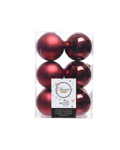 Kaemingk Christmas Decoration Shatterproof Baubles 6cm Pack of 12 - Oxblood Red