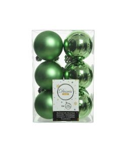 Kaemingk Christmas Decoration Baubles Shatterproof Shiny - Pine Green 8cm - Pack of 6