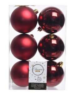 Kaemingk Christmas Baubles Shatterproof Mix - Oxblood