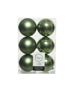 Kaemingk Christmas Decoration Baubles Shatterproof Shiny - Moss Green 8cm - Pack of 6