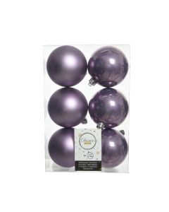 Kaemingk Christmas Decoration Baubles Shatterproof Shiny - Heather 8cm - Pack of 6