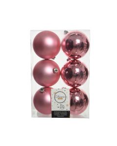 Kaemingk Christmas Decoration Baubles Shatterproof Shiny - Lipstick Pink 8cm - Pack of 6