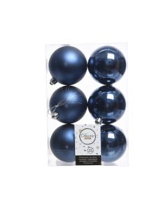 Kaemingk Christmas Decoration Baubles Shatterproof Shiny - Night Blue 8cm - Pack of 6