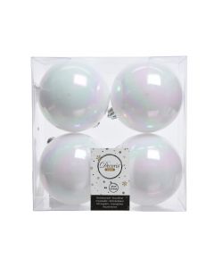 Kaemingk Christmas Decoration Baubles Shatterproof Shiny - White/Iris 10cm - Pack of 4