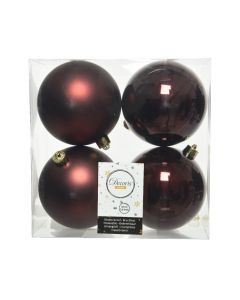 Kaemingk Christmas Decoration Baubles Shatterproof Mix - Redwood 10cm - Pack of 4