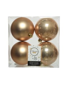 Kaemingk Christmas Decoration Baubles Shatterproof Mix - Butterscotch 10cm - Pack of 4