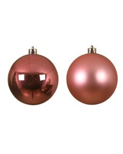 Kaemingk Christmas Decoration Baubles Shatterproof Mix - Lipstick Pink 10cm - Pack of 4