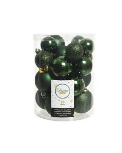 Kaemingk Christmas Shatterproof Assorted Sizes Baubles - Pine Green - Tube of 20