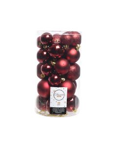 Kaemingk Christmas Shatterproof Baubles - Oxblood - Mixed Tube of 30