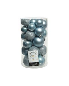 Kaemingk Christmas Shatterproof Baubles - Misty Blue - Tube of 30