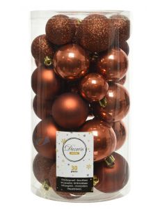 Kaemingk Christmas Bauble Shatterproof Shiny-Matt-Glitter Mix - Terra Brown