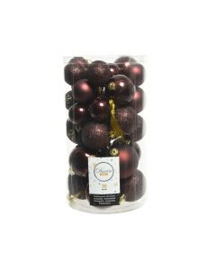 Kaemingk Christmas Shatterproof Assorted Sized Baubles - Redwood - Mixed Tube of 30