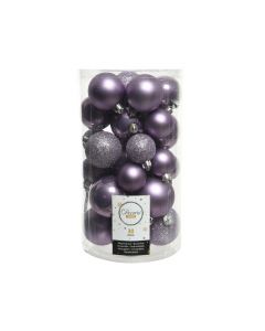 Kaemingk Christmas Shatterproof Assorted Sized Baubles - Heather - Mixed Tube of 30