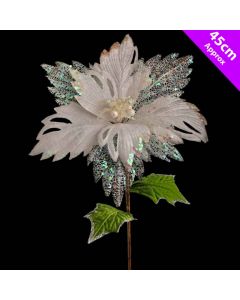 Davies Products Luxury Christmas Poinsettia Pick 45cm White