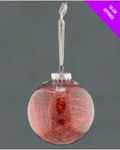 Davies Products Christmas Clear Lametta Bauble  - 10cm - Red