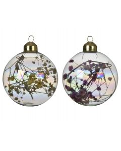 Kaemingk Glass Christmas Bauble Iris Dry Flower - 8cm