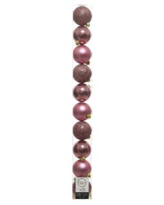 Kaemingk Shatterproof Plain Christmas Baubles Tube of 10 - 6cm Velvet Pink Mix