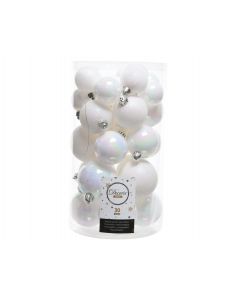 Kaemingk Christmas Shatterproof Baubles - 6cm White/Iris Tube of 30