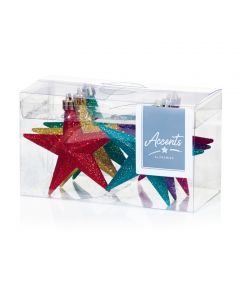 Premier Christmas Tree Rainbow Glitter Stars - Pack 6 - 100mm