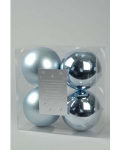 Kaemingk Plain Shatterproof Christmas Baubles Pack of 4 - 100mm Heavenly Blue