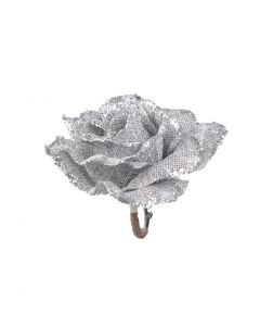 Davies Products Clip-On Jute Rose Christmas Decoration - 12cm Graphite