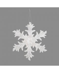 Davies Products Pearl Frost Snowflake Christmas Tree Bauble - 12.8cm