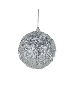 Davies Products Micro Sequin Christmas Tree Bauble - 10cm Silver