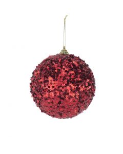 Davies Products Micro Sequin Christmas Tree Bauble - 10cm Red