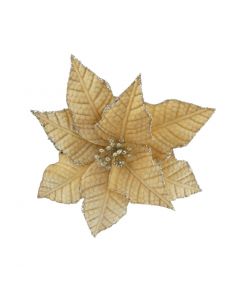 Davies Products Classic Velvet Poinsettia Christmas Decoration - 22cm Champagne