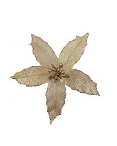 Davies Products Mini Poinsettia Pick Christmas Decoration - 13cm Champagne