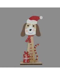 Davies Products Standing Wooden Dog Christmas Decoration - 20cm x 9cm