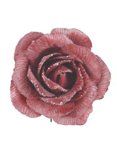 Davies Products Clip-On Velvet Rose Christmas Decoration - 15cm Blush