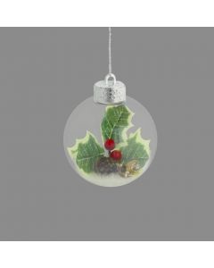 Davies Products Holly Cone & Snow Christmas Tree Bauble - 8cm