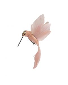 Davies Products Feather Hummingbird Christmas Tree Decoration - 19cm Blush