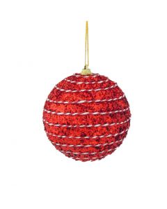 Davies Products Candy String Glitter Christmas Tree Bauble - 10cm Red