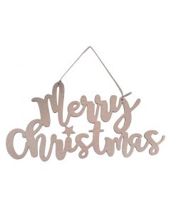 Davies Products Metallic Fabric Merry Christmas Hanging Sign Christmas Decoration - 27cm Peach