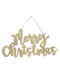 Davies Products Metallic Fabric Merry Christmas Hanging Sign Christmas Decoration - 27cm Gold